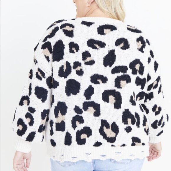 A Beautiful Soul | Destructed Leopard Sweater | Plus Size 1X - Picture 3 of 9